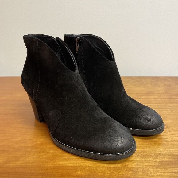 Paul Green Delgado Black Suede Ankle Boot Block Heel Bootie Side Zip UK 3 US 5.5 - Picture 1 of 16